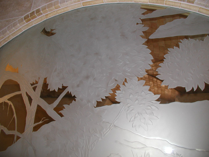 Carved wall installed