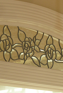 Beveled Glass Roses Doors and Transom Set
