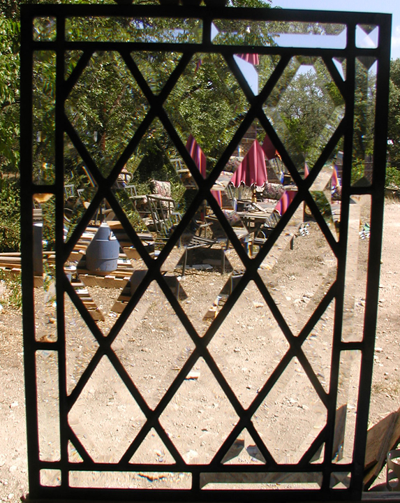 Leaded beveled glass diamond lite windows