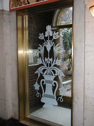 Etched Glass Entryway Panels for Residential Building