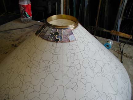 Reproduction of Tiffany 28" Hollyhock Lamp