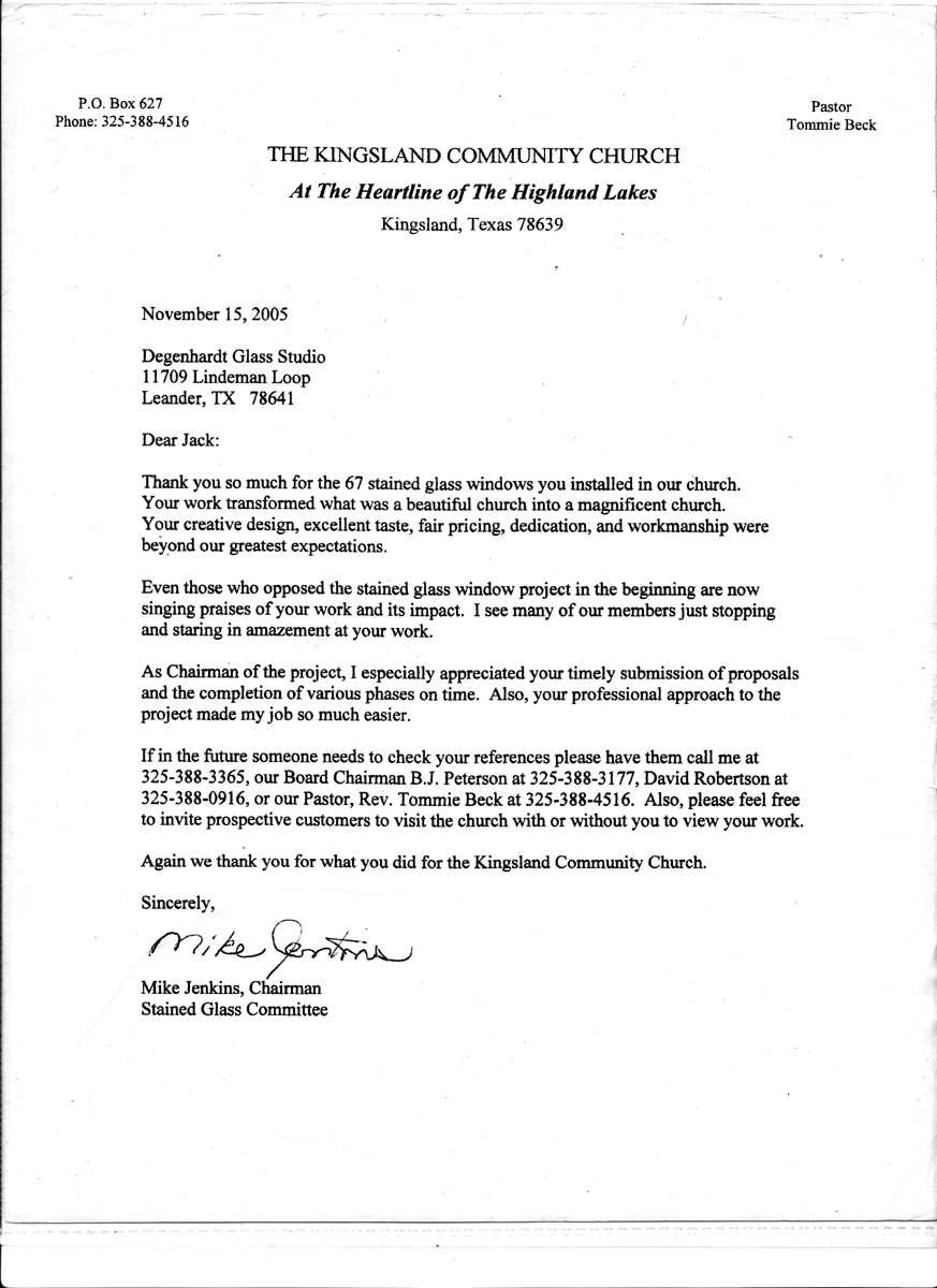 KCC Letter of Recommendation