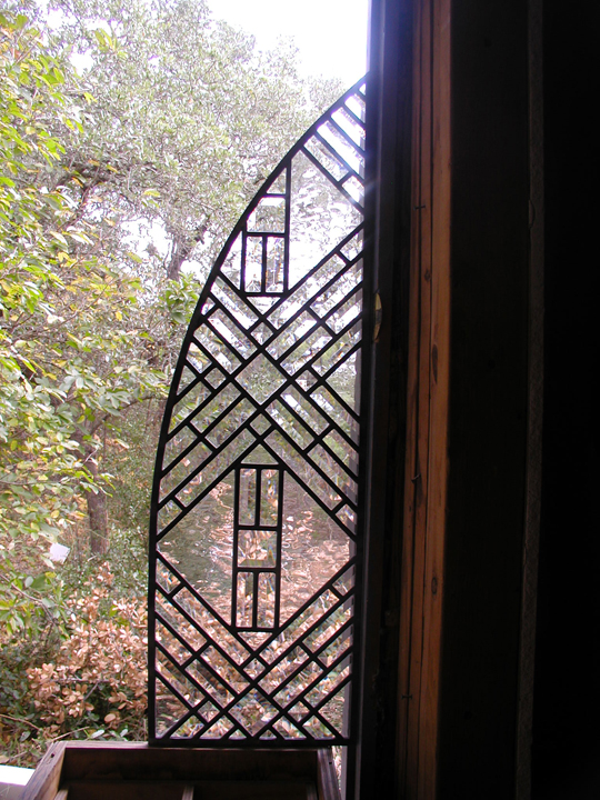 Abstract leaded beveled glass interior door set